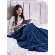 Maxkare Electric Throw Blanket 50" x 60" with 4 Heat Settings & 3 Hours Auto-off, ETL Certification, Machine Washable, Blue