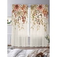 thumbnail image 3 of Autumn Eucalyptus Sheer Curtains 84 Inch Length 2 Panels Set, Vintage Floral Leaves Rustic Plants Voile Window Treatment Rod Pocket Curtains Sheers Drapes for Bedroom/Living Room/Kitchen 52"x84"x2, 3 of 7