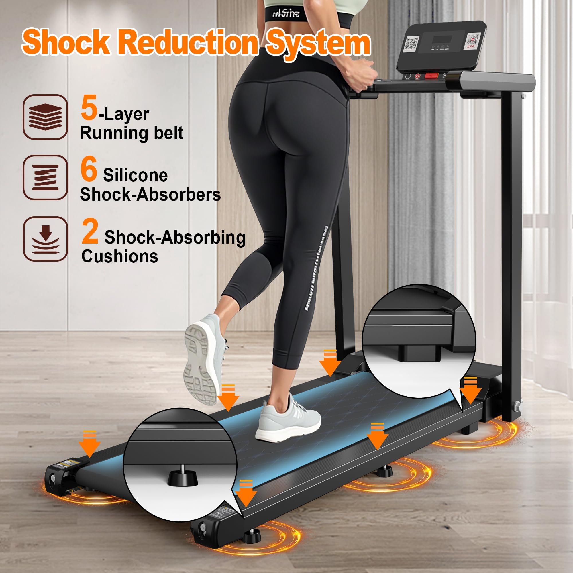 FYC Foldable Treadmill for Home, Electric Folding Treadmill with 300 lb Capacity, APP Control, Compact Design