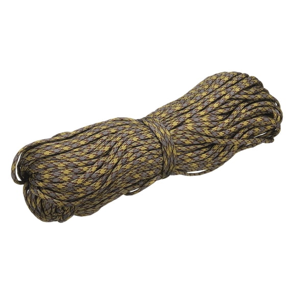 Uxcell 1/8" Paracord Rope, 200ft 7 Strand Heavy Duty Camping Rope Braided Polypropylene Ropes, Lightweight Tie-Downs Utility Cord for Marine, Indoor & Outdoor, Stripe Brown