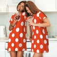 thumbnail image 4 of Balery Orange And White Polka Dot1 Camisón de manga corta con cuello redondo para mujer, cómodo y elegante., 4 of 6