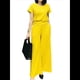 thumbnail image 3 of Conjunto de 2 Piezas para Mujer: Blusa de Media con Cuello y Pantalón con Bolsillos, Informal para el Trabajo y Viajes. Amarillo M, 3 of 6