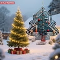thumbnail image 3 of Metal Hanging Christmas Tree Wind Spinner - Modern Abstract Design with Concentric Circles Red Baubles & Gold Accents for Garden Decor, 3 of 7