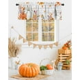thumbnail image 2 of Valances for Windows Fall Thanksgiving White Pumpkin Bird Maple Leaves Rustic Wood Grain Rod Pocket Cafe Window Treatments Valance Curtains for Kitchen Bathroom Laundry Basement Windows 54"x18", 2 of 6