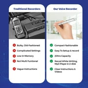 Outsmart Gadgets Digital Pen Voice Recorder - Audio Recordings - 1 Click Operation - Portable USB Playback - 16GB Storage - 250 Audio Hours - Audio Recorder for Lectures and Meetings and MP3 Player