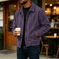 thumbnail image 6 of Zimjoy Corduroy Plaid Jacket for Men Button Down Vintage Long Sleeve Shacket Lightweight Regular Fit Western Jackets for Casual Fall Winter Purple 2XL, 6 of 9