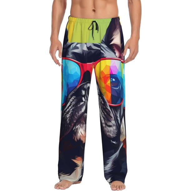 Balery Rainbow Bulldog Sunglasses Pantalones de pijama para hombre, pijama ultraligero, pantalón de descanso-Medium