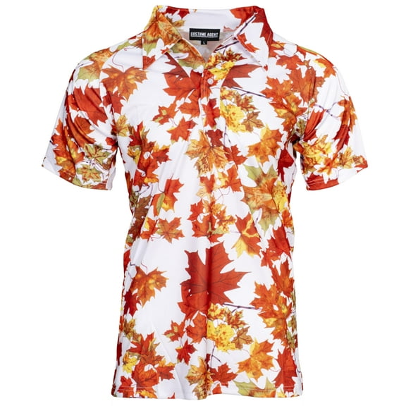 Fight Soap Salesman Tyler Durden Maple Leaf Button Up Shirt Adult Halloween Costume Cosplay (US, Alpha, Small, Regular, Regular) Multicolor