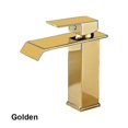thumbnail image 1 of Grifo mezclador de baño negro y dorado de latón de alta calidad, grifo de lavabo alto de acero inoxidable en cascada, 1 of 4