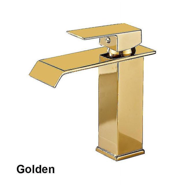 Grifo mezclador de baño negro y dorado de latón de alta calidad, grifo de lavabo alto de acero inoxidable en cascada