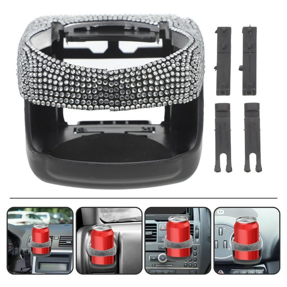 HEMOTON Car Cup Holder Car Air Vent Rhinestone Cup Holder Bling Car Interior Accessory