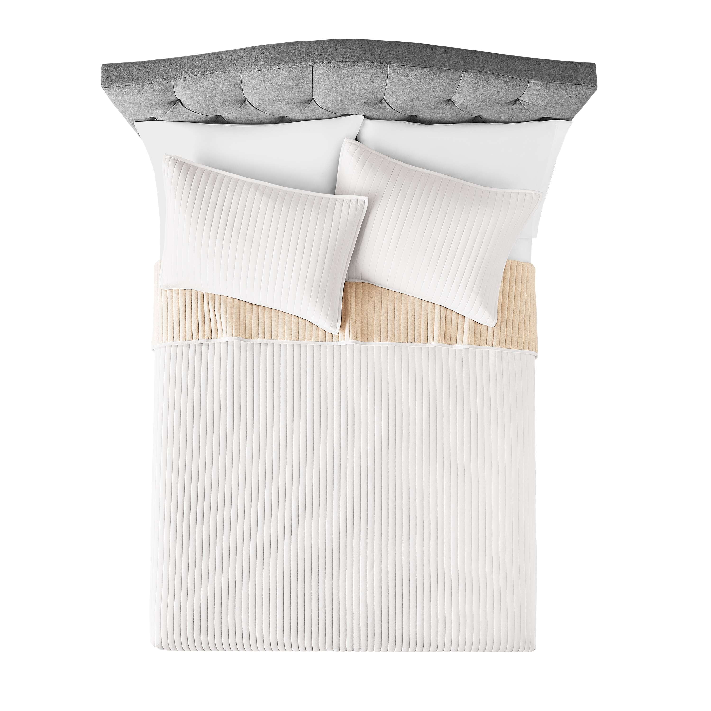 Mainstays White Cotton Quilts, Queen - Reversible