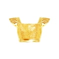 thumbnail image 3 of Choomomo Sequin Flutter Sleeve Dance Crop Top for Girls Square Neck Sparkly Dance Top for Stage Show & Recital Gold 14, 3 of 6