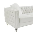 thumbnail image 3 of 2 Seater Velvet Crystal Buckle Uphostered Sofa with 2 Plush Pillows, Modern Living Room Couch with Removable Cushion and Crystal Feet, Beige, 3 of 7