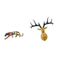 thumbnail image 6 of 2 Pieces Walking Leopard Figurine Deer Head Wall Sculpture Animal Craft Resin Unique Home Decoration, 6 of 8