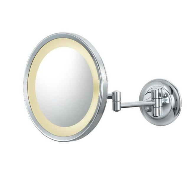 Aptations 944-35-75HW Single Sided Square Led Magnified Makeup Wall Mirror, Brushed Nickel - 3500K