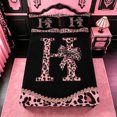 thumbnail image 5 of meiyoeat Pink Leopard Animal Print Full Size Sheets,Fashion Cheetah Bow Alphabet H Bed Sheets For Kids,4-Piece, 5 of 6
