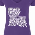 thumbnail image 4 of Inktastic Louisiana Silhouette Mandala Women's V-Neck T-Shirt, 4 of 5