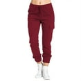 thumbnail image 1 of Breezora Ladies Cargo Pants with Multi Pocket Design Elastic Waist and Adjustable Rope for Casual Utility Wear and Daily Comfort S Size Wine, 1 of 5