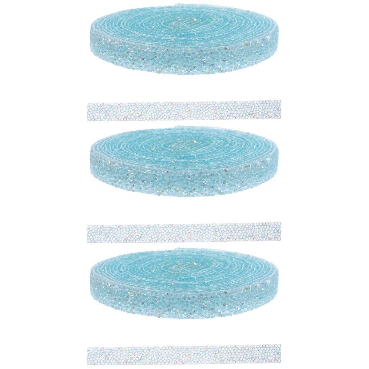 3 Rolls Sky Adhesive Rhinestone Tape, Drill Ribbon for Crafting, Decoration, Sparkling Embellishments