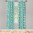 thumbnail image 2 of Ambesonne Nautical Curtains, Koi Fish Bubbles Waves Art, Pair of 28"x95", Dark Seafoam and Pale Yellow, 2 of 3
