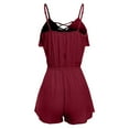 thumbnail image 2 of Aayomet Jumpsuits For Women Large Women's Detail Front Overlap Size Casual Sleeveless Jumpsuit Frill Women's Jumpsuit,Red 5XL, 2 of 2