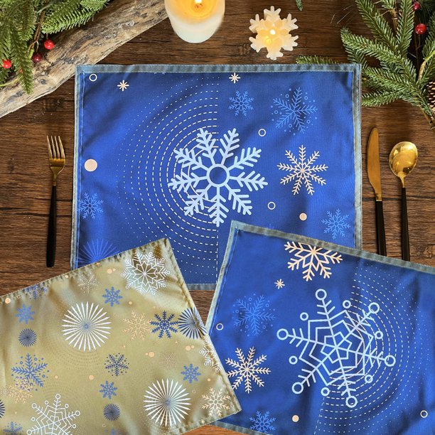 Set De 6 Individuales Béla Navideños 45cm X 35cm Copos Béla Home Navideño