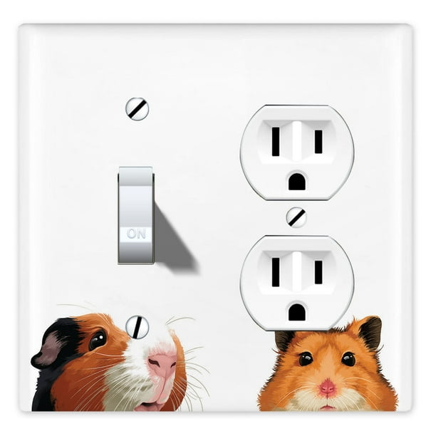 Wirester Double 1 Gang Toggle Light And 1 Gang Duplex Outlet Switch Plate Wall Plate Cover Animal Guinea Pig Hamster Walmart Com Walmart Com