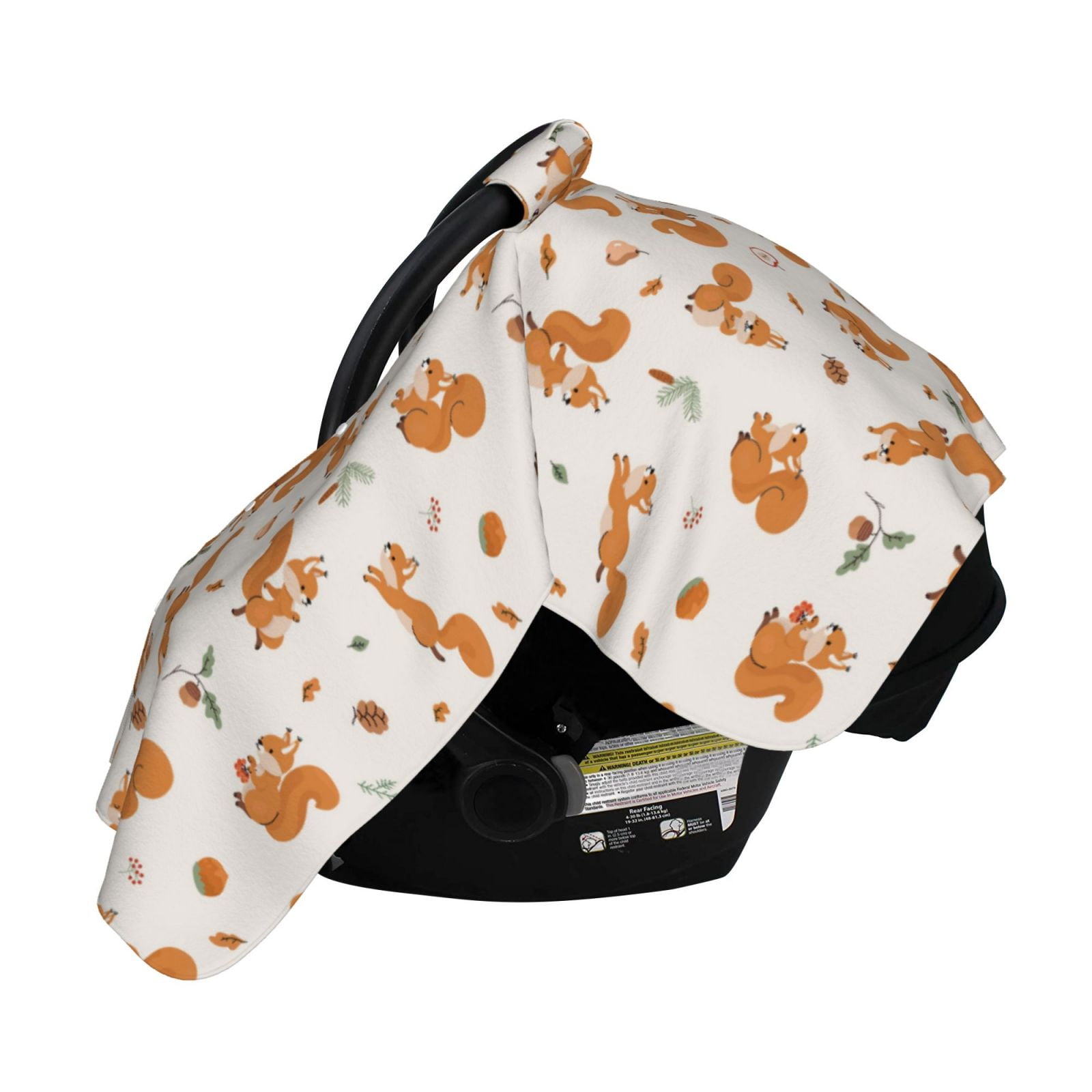 Naloa Cute Squirrel Fall Baby Car Seat Cover, Breathable Baby Carrier Cover, Multiuse Baby Carrier Cover & Nursing Breastfeeding Cover