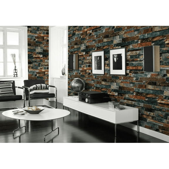 Brick Wallpaper, Textured, Removable and Waterproof for Home Design and Room Decoration, Super Large Size 10m x 0.53m / 393.7'' x 21''
