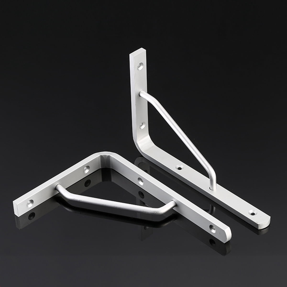 LABSERRON  4Pcs Triangle Shape Shelf Brackets Silver Aluminium Alloy for Study Desk and Workbench