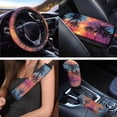 thumbnail image 3 of Uorisanigo Car Seat Covers Full Set Hawaii Palm Tree Sunset Include Steering Wheel Protector/Seat Belt Shoulder Pad/Armrest Cover/Headrest/Shift Knob Handbrake Cover/Coasters/Keychains, 18 Pack, 3 of 7