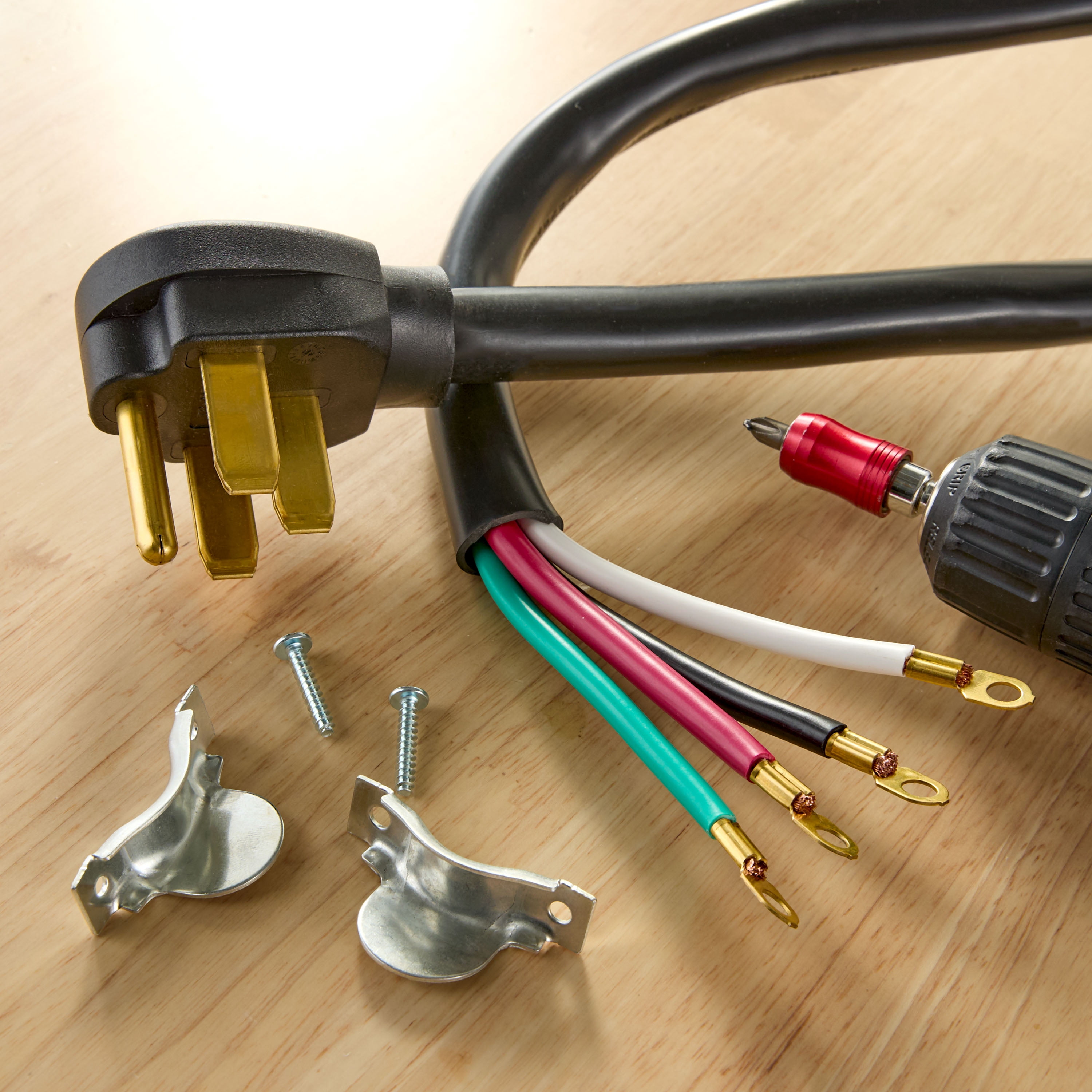 Hyper Tough 6-Foot 4-Wire Range Cord, Black, Right-angle Plug, 125V/250V, 50A