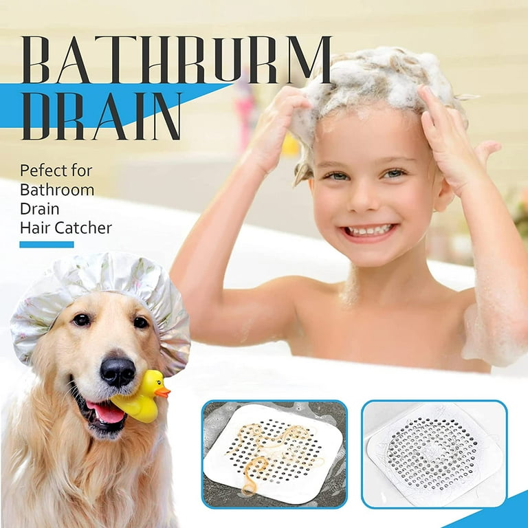 Hair Drain Catcher,Square Drain Shower Cover, Silicone Hair Stopper with  Suction Cup,Easy to Install and Clean Great for Hair Loss, Suitable for