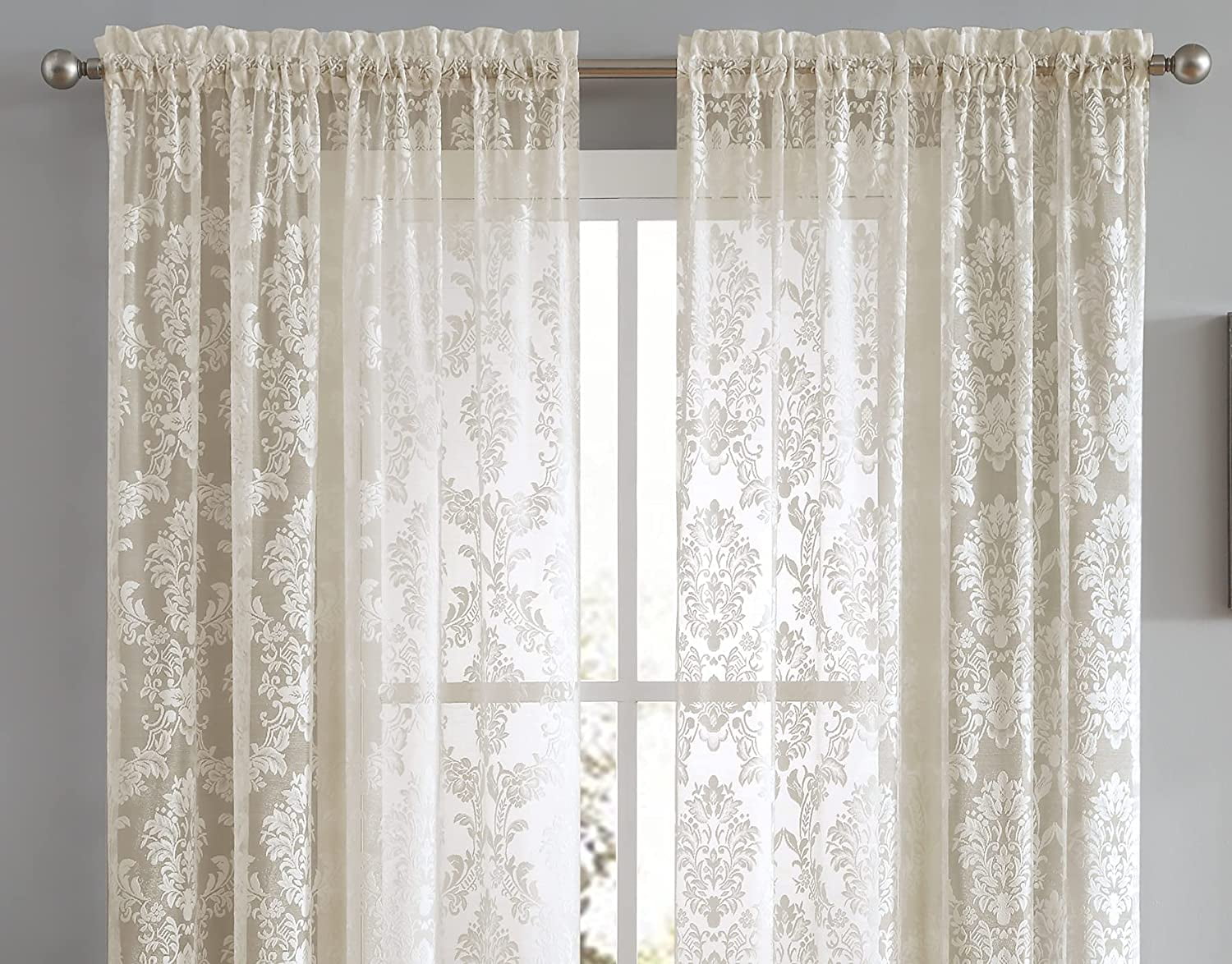 Warm Home Designs 54" W x 96" L Golden Linen Lace Curtains. FI Linen 96