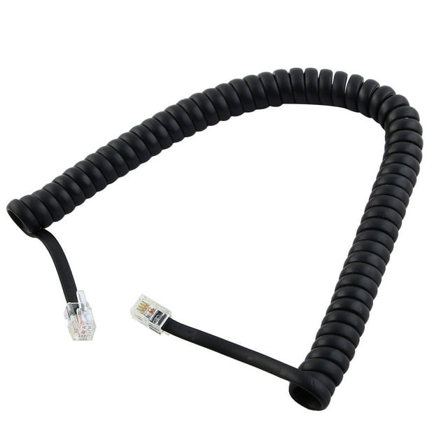 Unique Bargains Câble de Ligne de Bobine de Téléphone RJ9 Noir 23,6 cm de Long