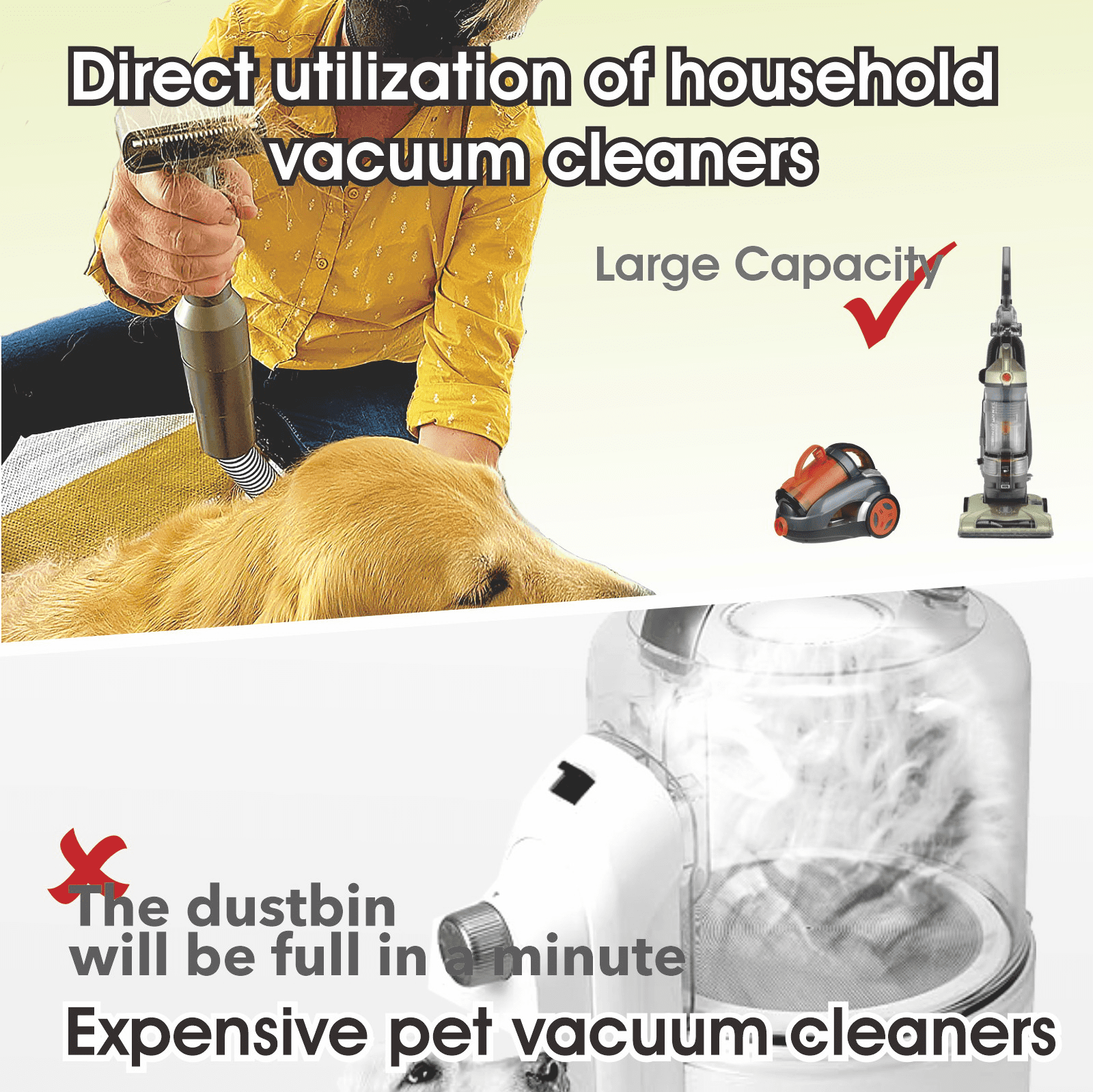 Gforest Pet Hair Grooming Brush Comb Shedding Vacuum Attachment Kit Tool for Dogs and Cats