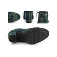 thumbnail image 2 of BLISSFUL STEP Women's Ankle Boots Plaid Combat Chunky Heel Lace-Up Platform High Heel Buckle Boots Blue Green 8, 2 of 5