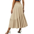 thumbnail image 7 of Purcolt Women High Waisted Knee-Length Skirt Solid Color Casual Skirts A-Line Elastic Waist Skirt, 7 of 7