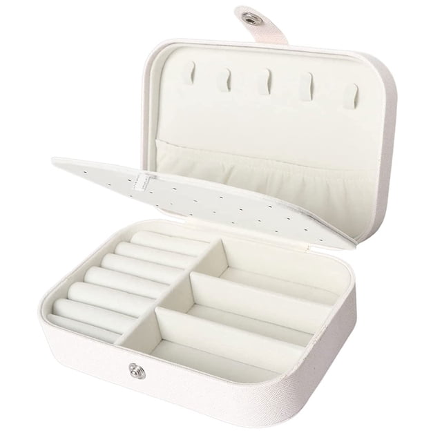 Cajas organizadoras de joyas de viaje de 2 capas para mujeres y niñas, soporte de almacenamiento de joyas portátil de cuero PU para pendientes, anillos, collares, pulseras, 16*11*5 cm