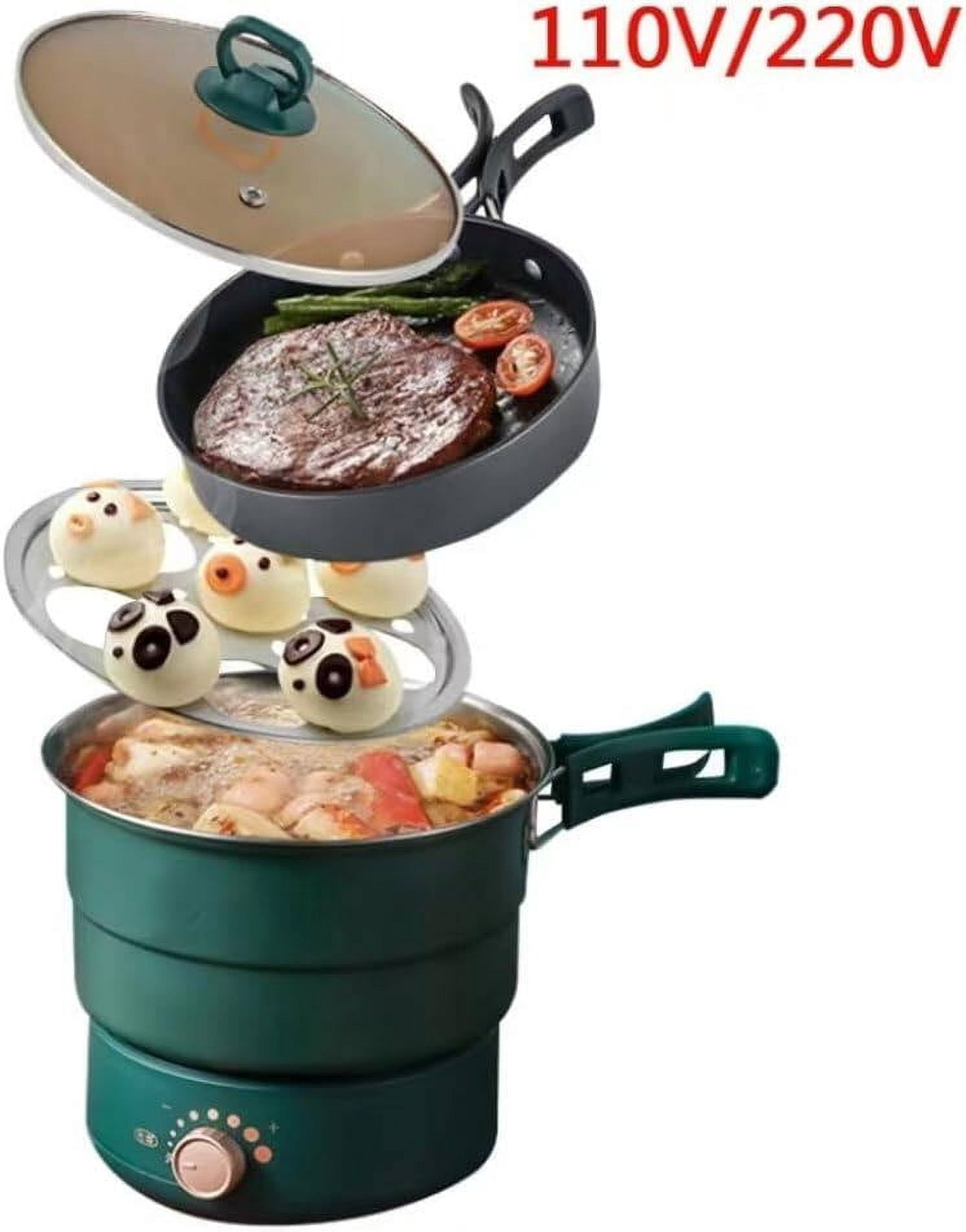 Electric Hot Pot 二つの調理エリア 110V/220V Electric Split Cooking Pot Foldable Multifunctional Pot