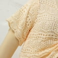 thumbnail image 6 of JIAYUE Womens Swimwear Cover-Ups Crochet V Neck Short Sleeve Hollow Solid Color Comfortable Drawstring Crop Shirt Sexy Beachwear Lace Up Bathing Suit Cover Up Top, 6 of 7