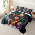 thumbnail image 3 of Castle Fairy Black Woman Graffiti Twin Quilt Set,Abstract WatercolorTwin Coverlet Set,Teal Gold, 3 of 7