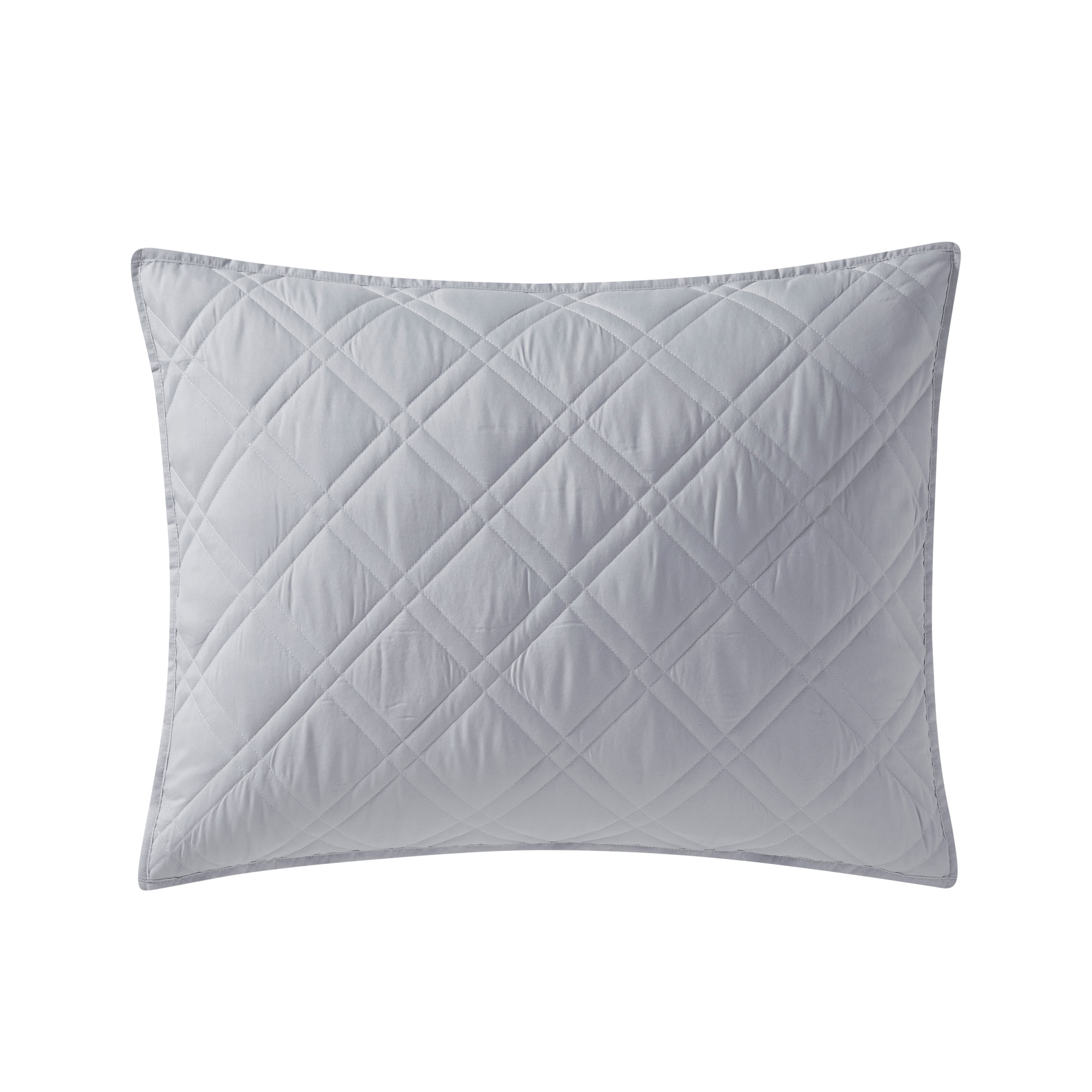 Mainstays King Pillow Sham - Soft Microfiber - Gray Plaid, Decorative Bed Sham, 1 Pack