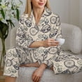 thumbnail image 6 of Fotbe Compass And Mountains In Bicycle Wheels Pattern Long Sleeve Pajama Set for Women,Sleepwear Set,2-piece Loungewear Set,Soft PJs Comfy Nightwear with Pockets -XX-Large, 6 of 7