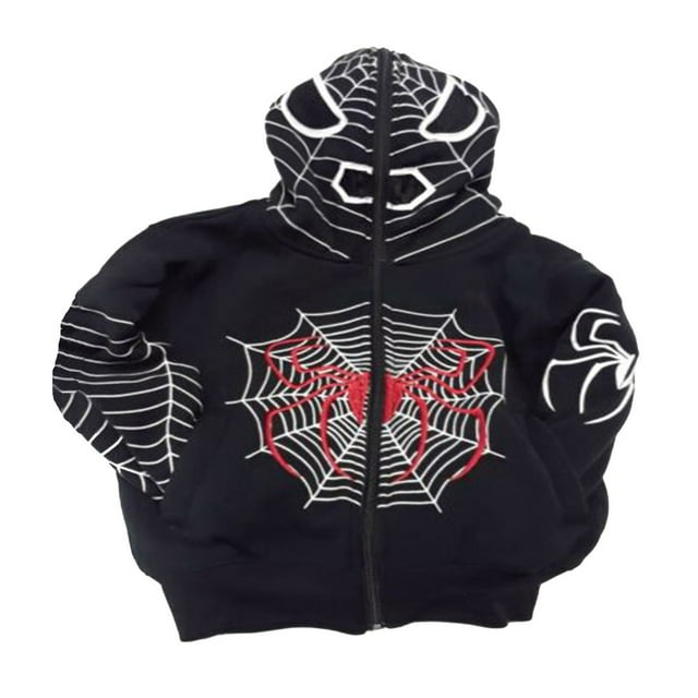 Chandail à Capuchon pour Femmes, Chandail Décontracté, Imprimé Toile de Spider, Veste à Manches Longues à Fermeture Éclair