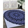 thumbnail image 2 of Ahgly Company Indoor Round Patterned Purple Mimosa Purple Area Rugs, 6' Round, 2 of 6