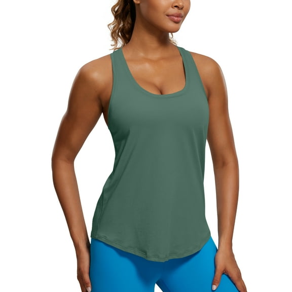 CRZ YOGA Pima Cotton Racerback Tank Tops for Women Workout Athletic Casual Soft Sleeveless Shirts