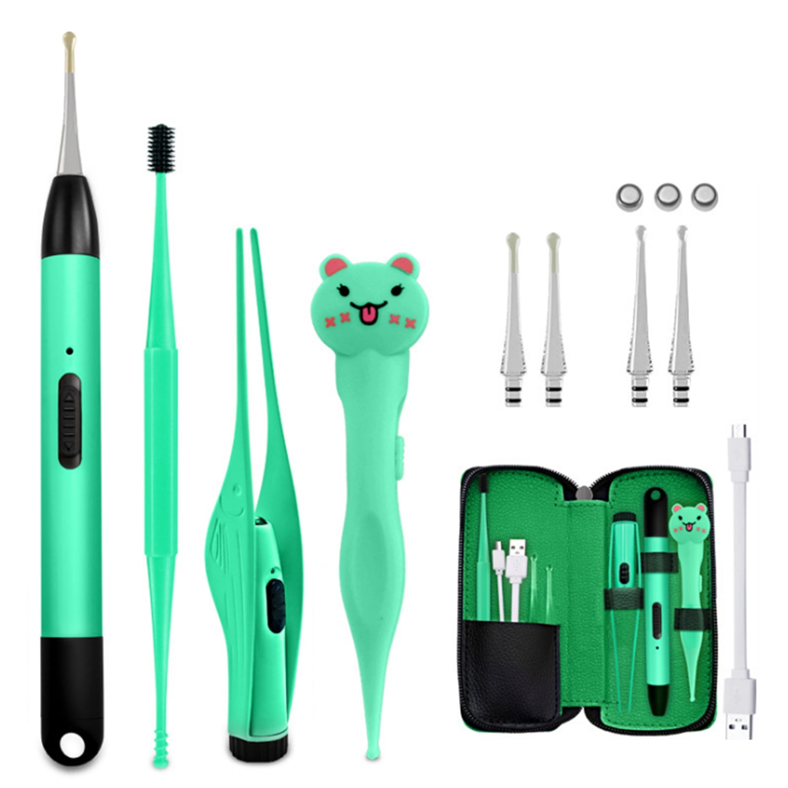 Ear Cleaning Tool Kit with Case Earpicks Ear Wax Removal Tools with LED