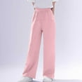 thumbnail image 7 of CYRBOKO Girls Summer Sweatpants, Elastic Waist Lightweight Loose Cotton Straight-leg Pants Pink Size 12-13 T, 7 of 7